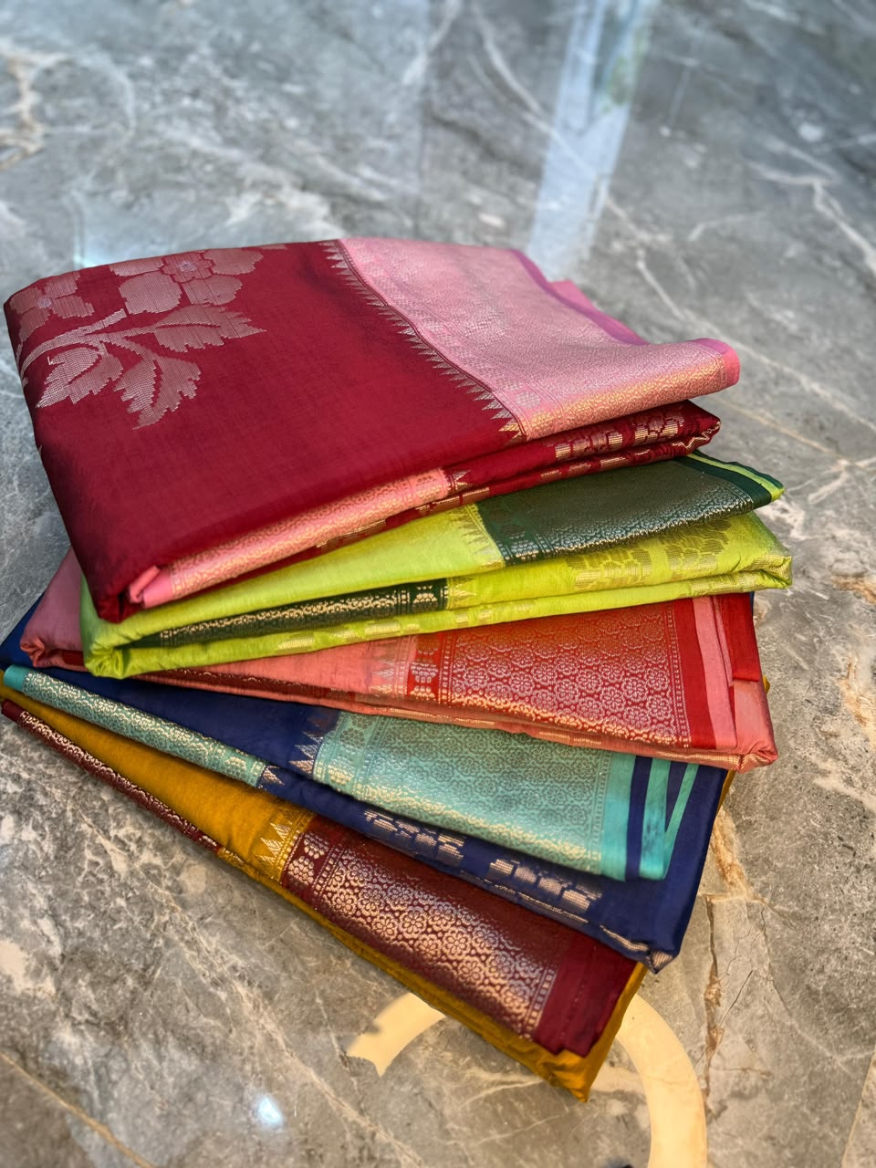 Maroon Semi-Katan Silk Saree with Pink Zari Border